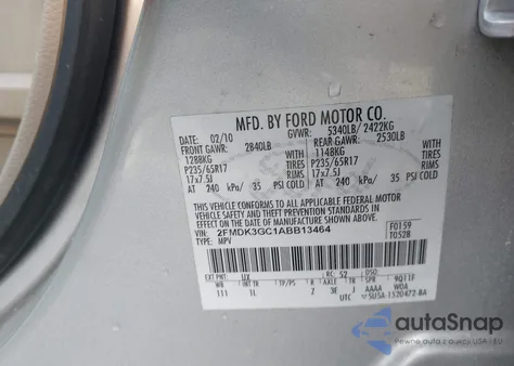 2010 Ford Edge Se из США, поврежденный, VIN 2FMDK3GC1ABB13464